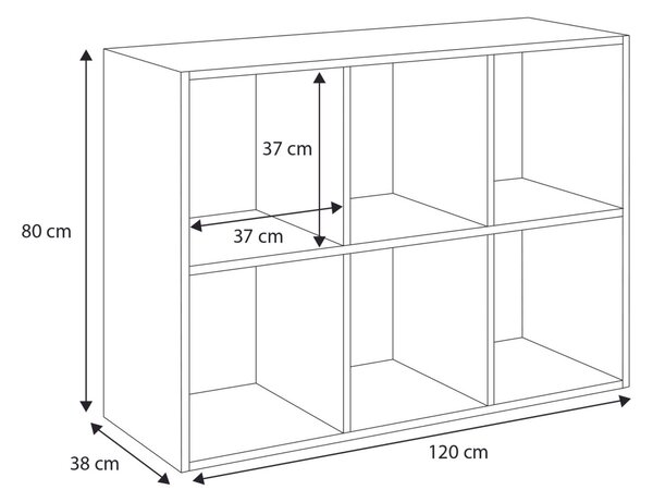 Knihovna LONI 2 × 3 – šedá