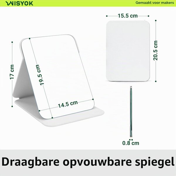 Skládací kosmetické zrcadlo - Cestovní - 21 x 15 cm - Obal zPolyuretankůže - Bílé