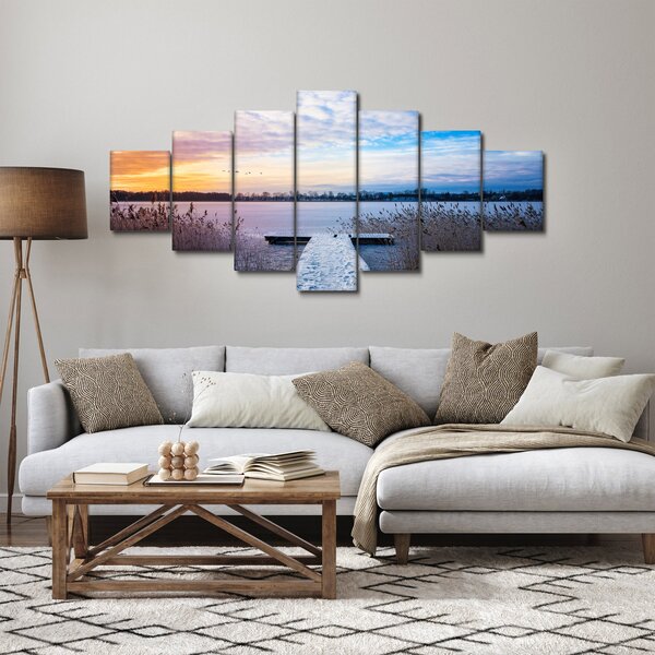 Obraz - Zamrzlé jezero, Ełk, Mazury, Polsko (210x100 cm)