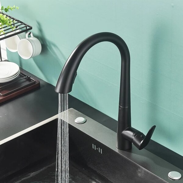REA-B5313 - Dřezová baterie s vytahovací sprškou ROSS 43 cm černá
