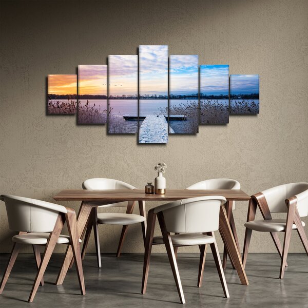 Obraz - Zamrzlé jezero, Ełk, Mazury, Polsko (210x100 cm)