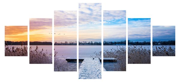 Obraz - Zamrzlé jezero, Ełk, Mazury, Polsko (210x100 cm)