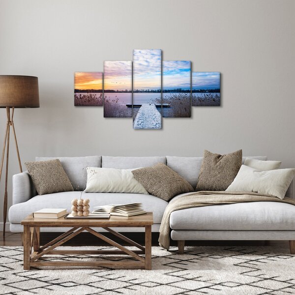 Obraz - Zamrzlé jezero, Ełk, Mazury, Polsko (125x70 cm)