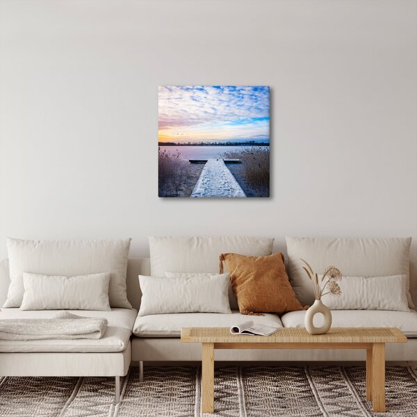 Obraz - Zamrzlé jezero, Ełk, Mazury, Polsko (30x30 cm)