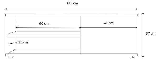 TV stolek VIVA 110 cm – bílá – plastové nohy