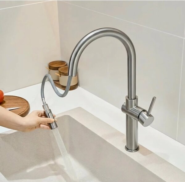 REA-B6330 - Dřezová baterie s vytahovací sprškou FRESH 45 cm nikl