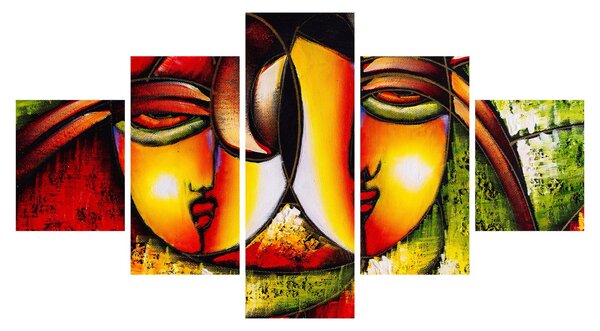Obraz - Olejomalba, abstraktní obličeje (125x70 cm)