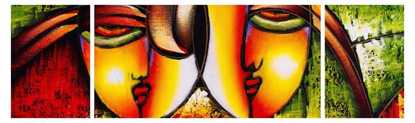Obraz - Olejomalba, abstraktní obličeje (170x50 cm)
