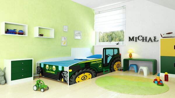 Dětská postel se zeleným traktorem 160 × 80 cm