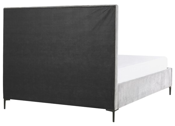 Postel s úložným prostorem SEZANNE Umělý samet Světle šedá 180 x 200 cm