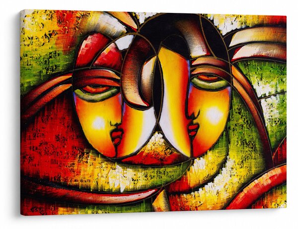 Obraz - Olejomalba, abstraktní obličeje (70x50 cm)