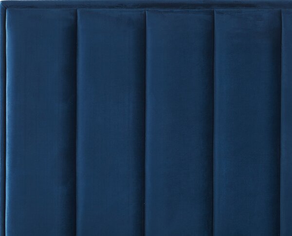Postel s úložným prostorem Umělý samet SEZANNE 140 x 200 cm Námořnická modrá