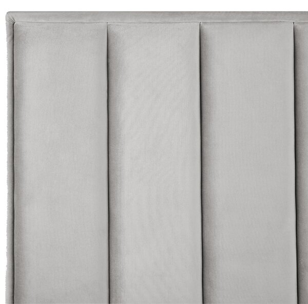 Postel s úložným prostorem Umělý samet SEZANNE 140 x 200 cm Světle šedá