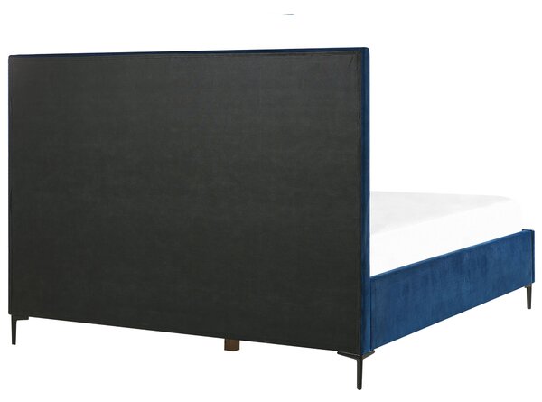 Postel s úložným prostorem Umělý samet SEZANNE 140 x 200 cm Námořnická modrá