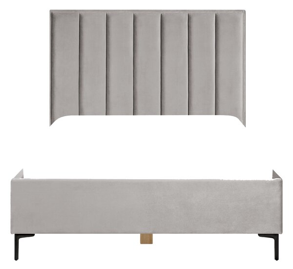 Postel s úložným prostorem Umělý samet SEZANNE 140 x 200 cm Světle šedá
