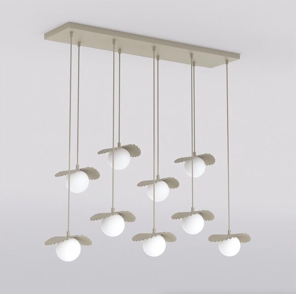 Závěsné svítidlo FLORA 9 – moka, opálové sklo, 9× G9, šířka 100 cm