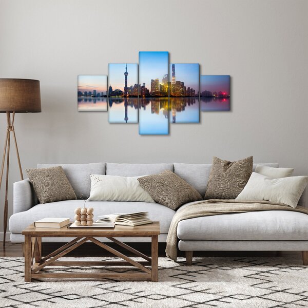 Obraz ranního nebe nad Šanghají (125x70 cm)
