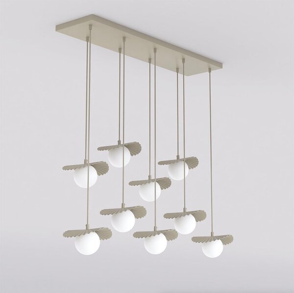 Závěsné svítidlo FLORA 9 – moka, opálové sklo, 9× G9, šířka 100 cm