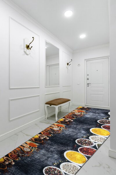 Protiskluzový běhoun LOTUS KITCHEN 40580 šedý / žlutý