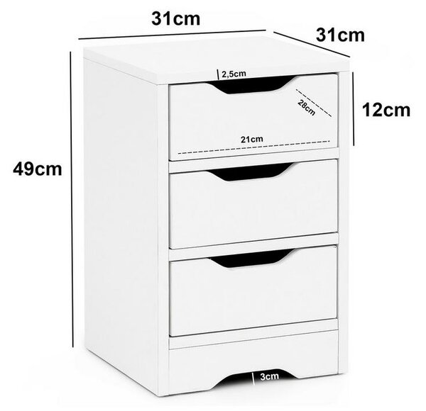 Noční stolek Nachtkästchen š: 31 cm bílý