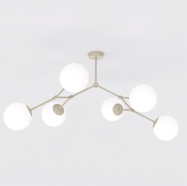 Stropní svítidlo SPACE 6 – moka, opálové sklo, 6× E14, šířka 97 cm