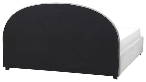 Postel s úložným prostorem Umělý samet VAUCLUSE 180 x 200 cm Světle šedá