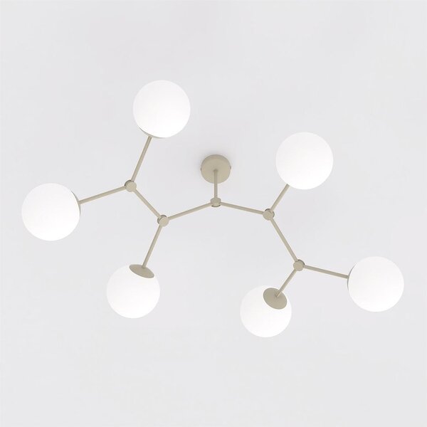 Stropní svítidlo SPACE 6 – moka, opálové sklo, 6× E14, šířka 97 cm