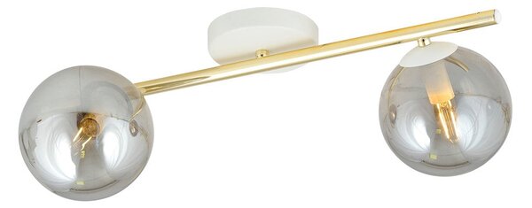 Stropní svítidlo SPLENDI 2 – bílé, grafitové sklo, 2× E14, šířka 55 cm