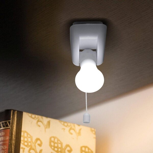 4Leaders Nástěnná LED lampička k posteli se šňůrkovým vypínačem bílá 8×5×5,5 cm