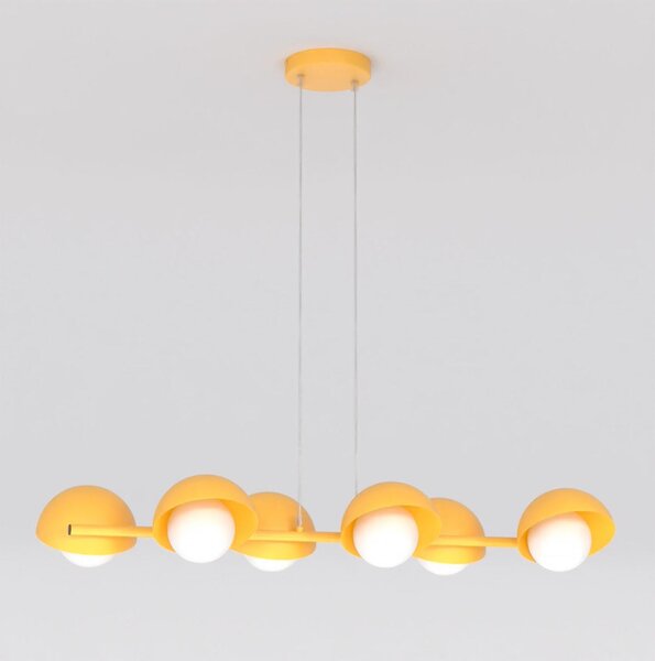 Závěsné svítidlo BOOM 6 – oranžové, bílé sklo, 6× G9, šířka 88 cm