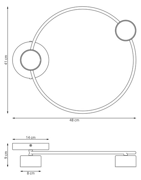 Stropní svítidlo LUCIO 2 – černé, 2× GX53, šířka 48 cm
