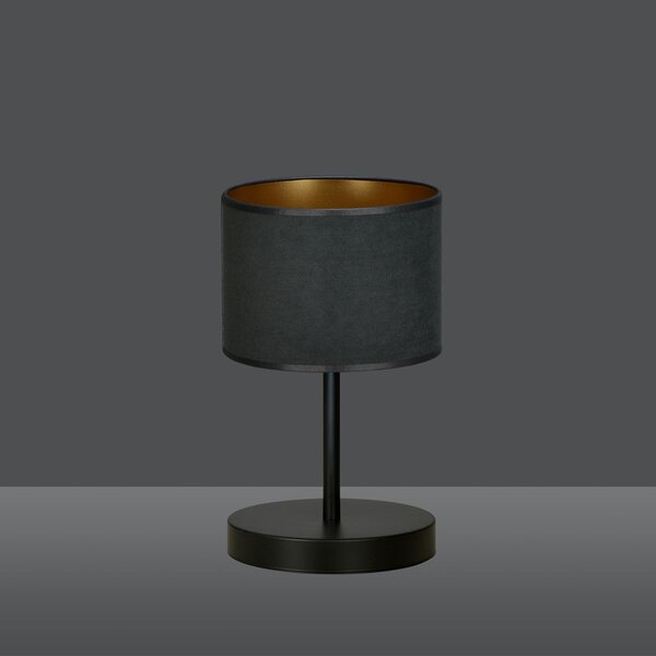 Stolní lampa HILDE LN1 – celočerná, textilní stínidlo, 1× E27, šířka 18 cm