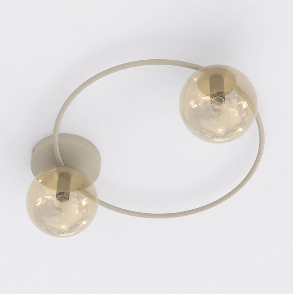 Stropní svítidlo SOPRA 2 – moka, jantarové sklo, 2× E14, šířka 47 cm