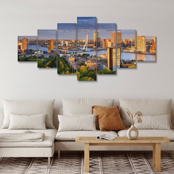 Obraz - Panorama Rotterdamu, Nizozemsko (210x100 cm)