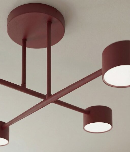Stropní svítidlo HALO 4 – vínové, 4× GX53, šířka 60 cm