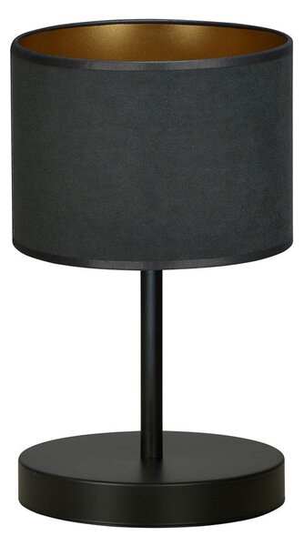 Stolní lampa HILDE LN1 – celočerná, textilní stínidlo, 1× E27, šířka 18 cm