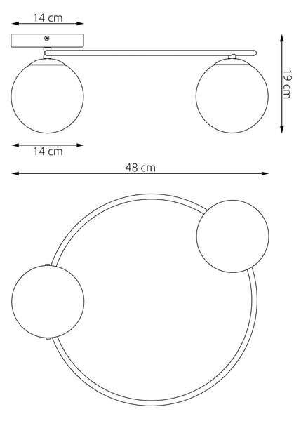 Stropní svítidlo SOPRA 2 – moka, jantarové sklo, 2× E14, šířka 47 cm