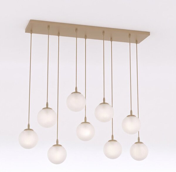 Závěsné svítidlo COSMO 9 – moka, opálové sklo, 9× E14, šířka 102 cm