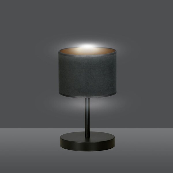 Stolní lampa HILDE LN1 – celočerná, textilní stínidlo, 1× E27, šířka 18 cm
