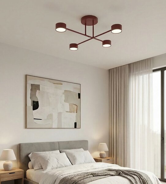 Stropní svítidlo HALO 4 – vínové, 4× GX53, šířka 60 cm