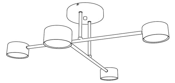 Stropní svítidlo HALO 4 – vínové, 4× GX53, šířka 60 cm