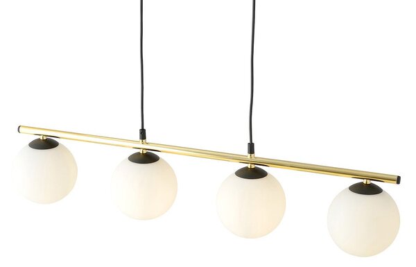 Závěsné svítidlo ALORA 4 – černé, opálové sklo, 4× E14, šířka 85 cm