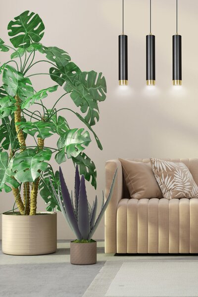 Závěsné svítidlo KIBO 3 – černé / zlaté, 3× GU10, šířka 45 cm