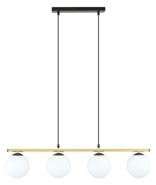 Závěsné svítidlo ALORA 4 – černé, opálové sklo, 4× E14, šířka 85 cm