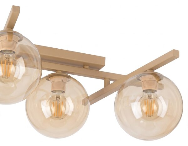 Stropní svítidlo SMART 5 – moka, jantarové sklo, 5× E14, šířka 67 cm