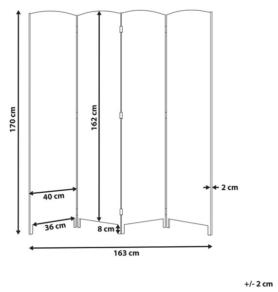 4dílný paraván LAPPAGO Světle béžová 163 cm 170 cm