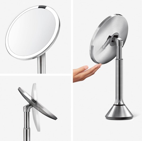 Zrcadlo do koupelny LED - 800 lux - Zvětšení 5x - Matná nerezová ocel - Automatický senzor