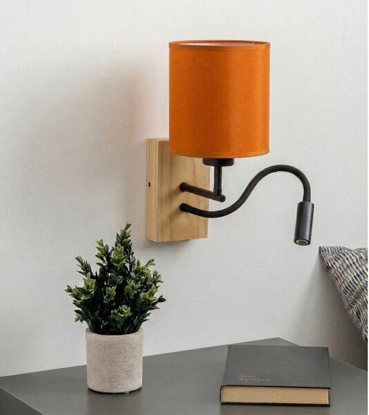 Brilagi - LED Nást. lampa NUBILA WOOD 1xE27/25W/230V + LED/3W dub/černá/oranžová