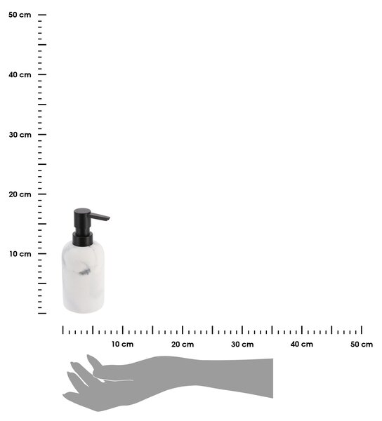Dávkovač mýdla Everist Marble, bílá/s černými prvky, 300 ml