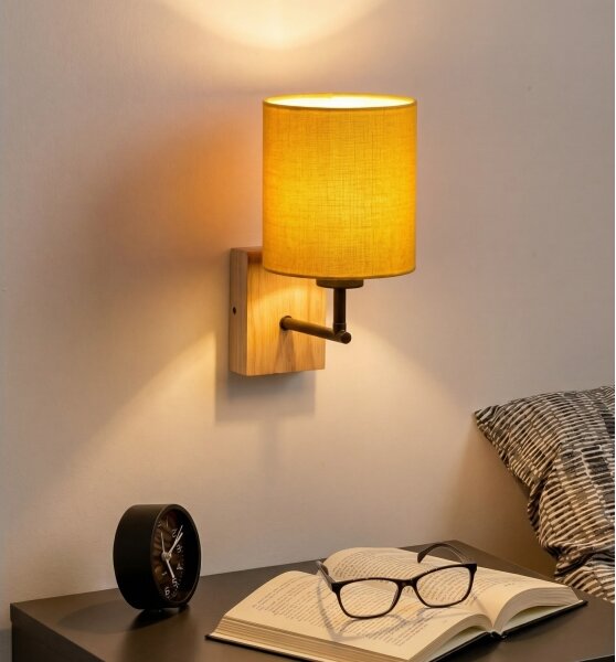 Brilagi - Nástěnná lampa NUBILA WOOD 1xE27/25W/230V dub/černá/žlutá